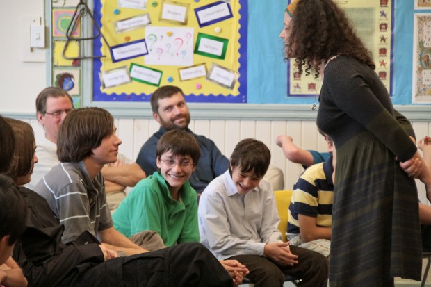Iva Bittova sings for a Greenwood student (Photo: Lauren Bassing)